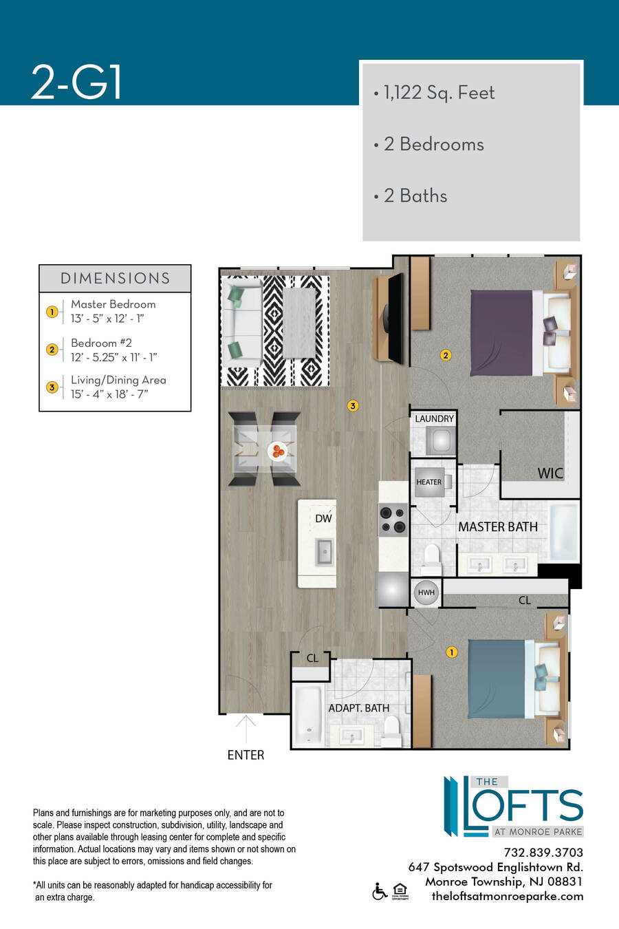 The Lofts at Monroe Park Apartment Floor Plan 2G1
